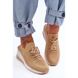 PG1 Tênis esportivo sem cadarço de tecido bege Visconti Wedge 1