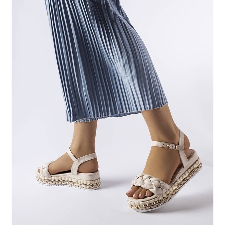 Sandália plataforma bege Katrin. verde 1