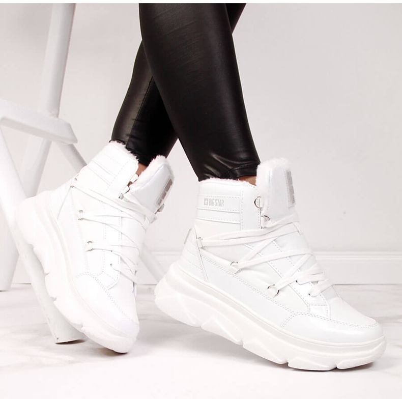 Botas de neve femininas na plataforma branca Big Star II274463 branco 1