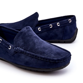 Mocassins masculinos de camurça slip-on, azul marinho 3