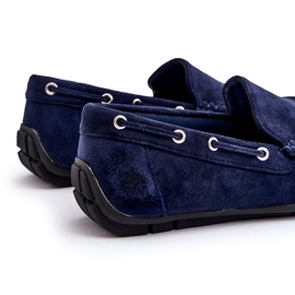 Mocassins masculinos de camurça slip-on, azul marinho 4