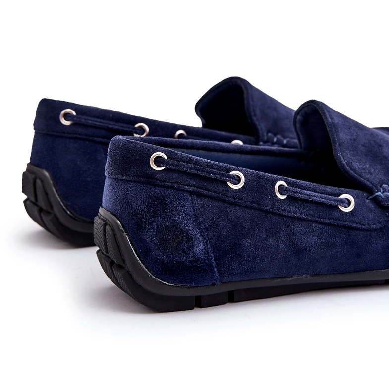 Mocassins masculinos de camurça slip-on, azul marinho 4