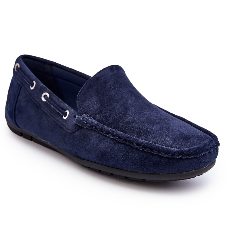 Mocassins masculinos de camurça slip-on, azul marinho 6