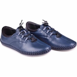 Kampol Sapatos de couro masculino Casual 337/63 Face azul marinho 6