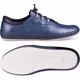 Kampol Sapatos de couro masculino Casual 337/63 Face azul marinho 2