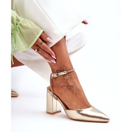 Bombas de couro ecológico com alça decorativa, Golden Lirosa dourado 3