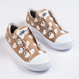 SHELOVET Tênis slip-on bege para menina 3F corações 1