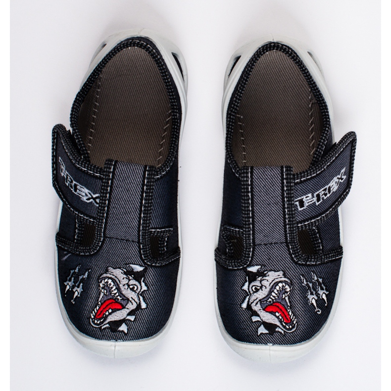 SHELOVET Chinelos de velcro para menino dinossauro 3F preto 1