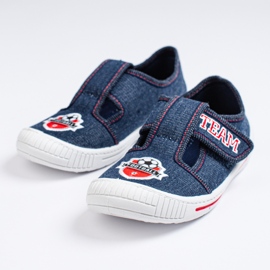 SHELOVET Chinelos de velcro para menino com bola 3F azul 1