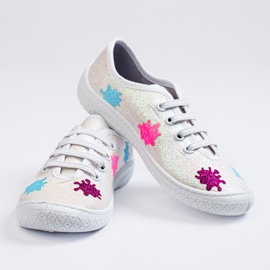 SHELOVET Tênis slip-on branco brilhante 3F infantil multicolorido 1