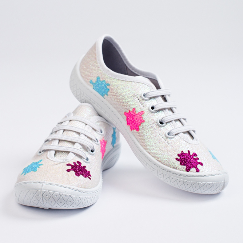 SHELOVET Tênis slip-on branco brilhante 3F infantil multicolorido 1