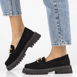 Mocassim de couro camurça Filippo DP4916 na plataforma preta preto 1