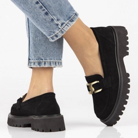 Mocassim de couro camurça Filippo DP4916 na plataforma preta preto 2