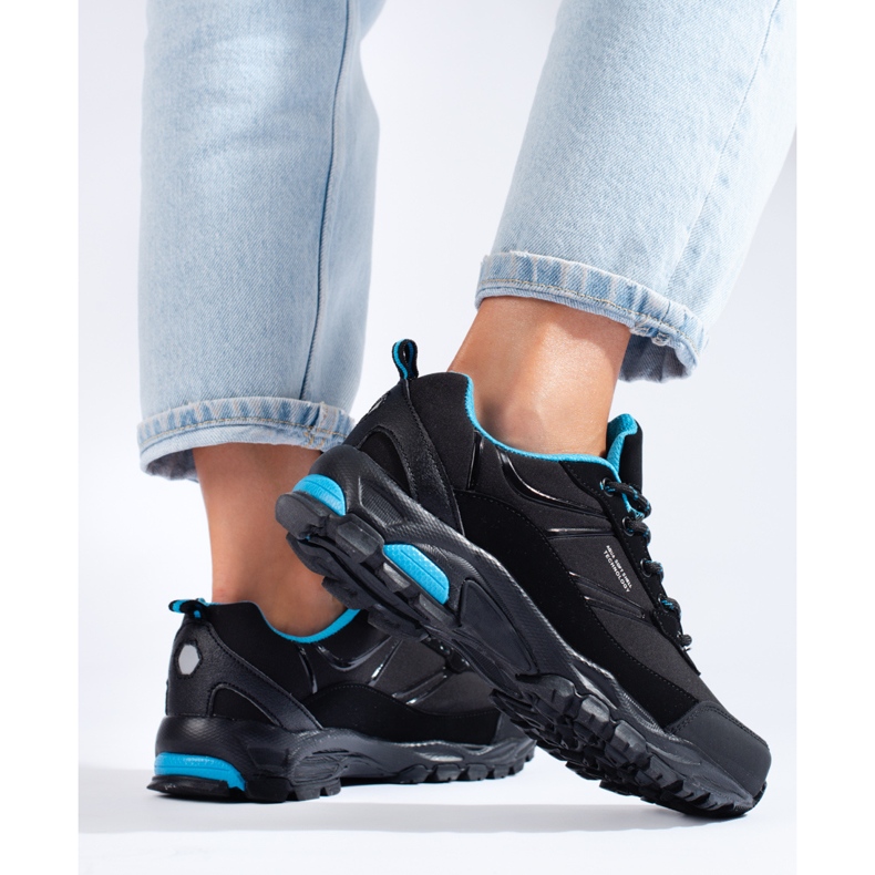 Tênis de trekking esportivo DK preto e azul para mulher 2