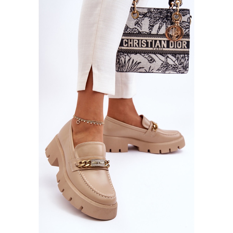 PS1 Mocassins Clássicos Em Uma Plataforma Pesada Bege Catch Me! 2