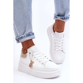 PS1 Sapatos esportivos femininos em plataforma maciça branco e dourado Mariell 1