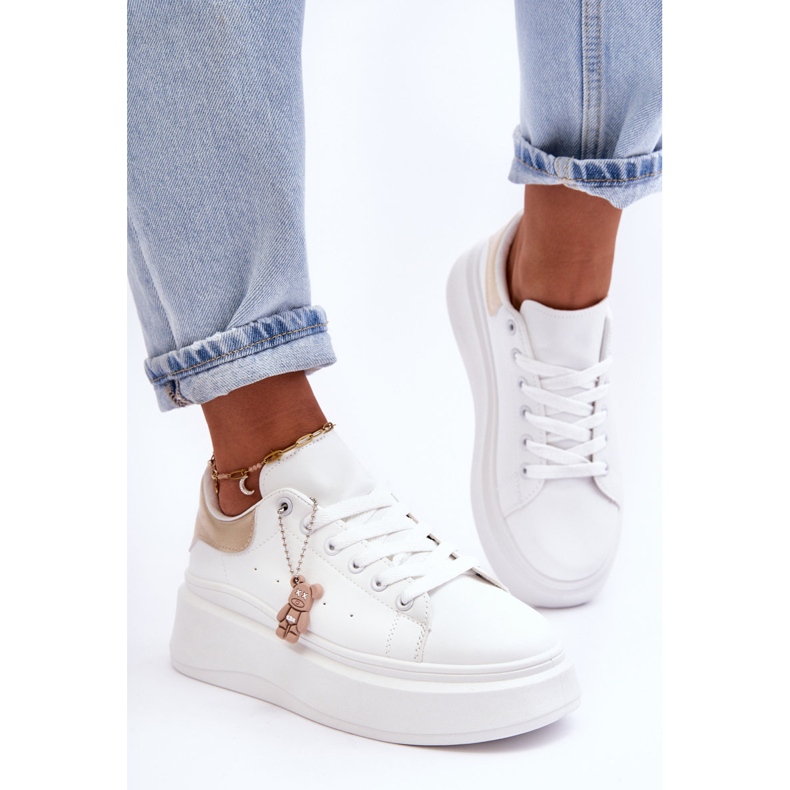 PS1 Sapatos esportivos femininos em plataforma maciça branco e dourado Mariell 1