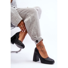 Bombas em saltos maciços preto Rosalia 2