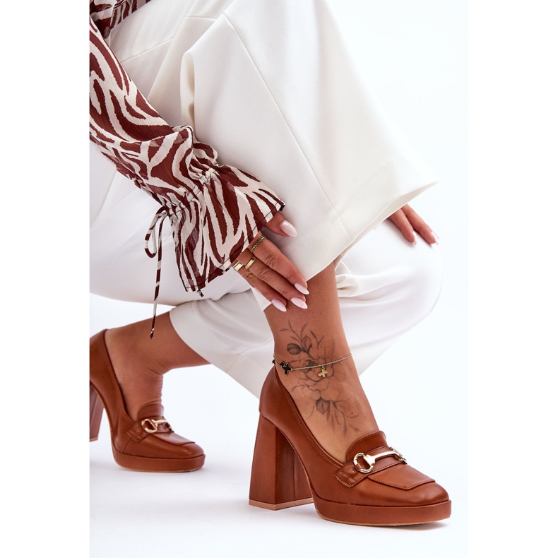 Sapatos de couro Camel Rouse da moda marrom 2