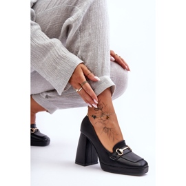 Escarpins de couro da moda Black Rouse preto 2