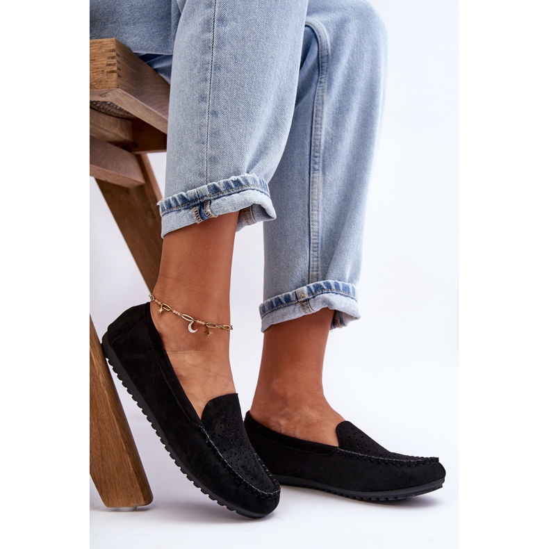 Mocassim feminino de camurça preto Molly 1