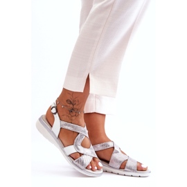 Sandália feminina de couro S.Barski 97619 prata 6