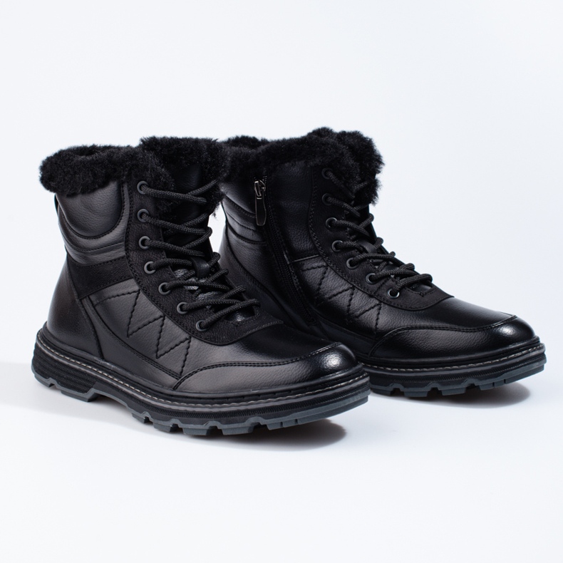 SHELOVET Botas de inverno masculinas isoladas com pele preto 1 SHELOVET Botas de inverno masculinas isoladas com pele preto 1