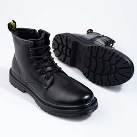 SHELOVET Botas de caminhada de couro eco pretas de homem preto 1