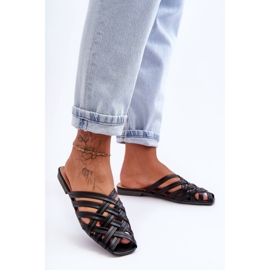 PS1 Sandálias Femininas Com Listras Preto Doralia 1