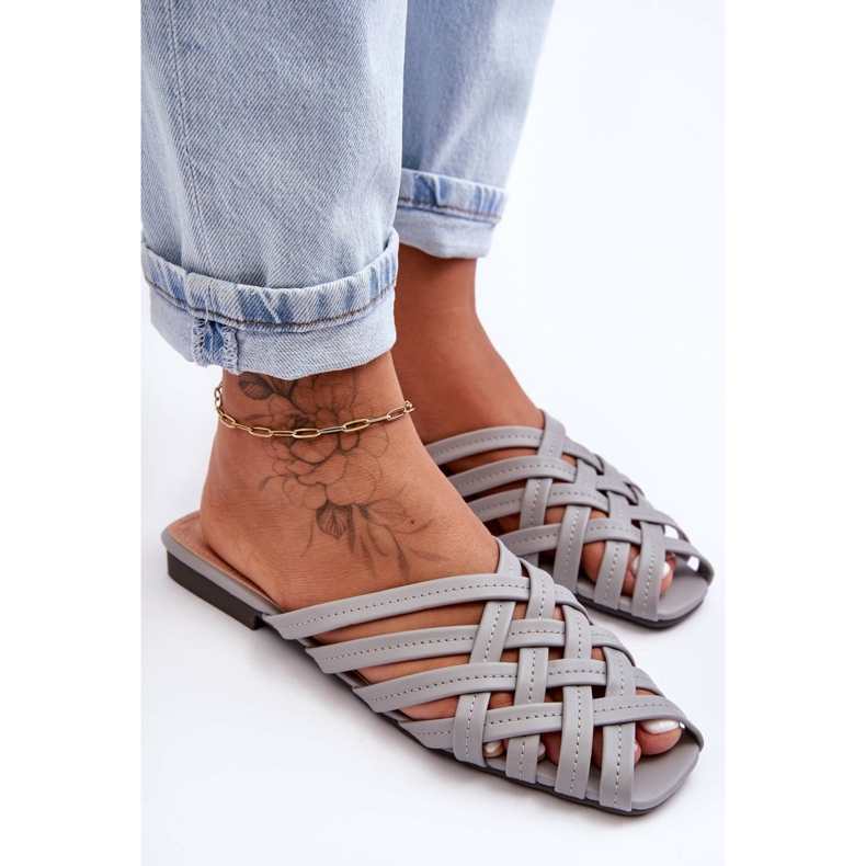 PS1 Sandálias Femininas Com Listras Cinza Doralia 2