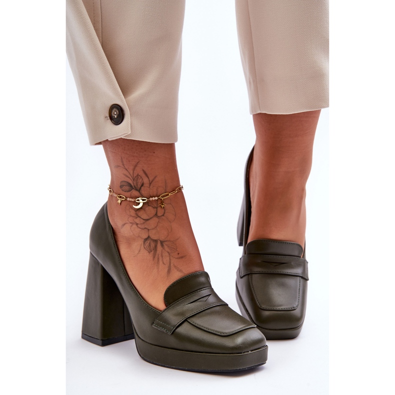 Bombas de salto alto verde Alisa 1