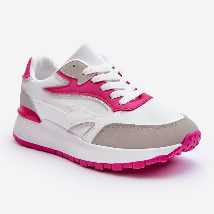 PG1 Sapatos esportivos femininos com plataforma branco e rosa Henley 1