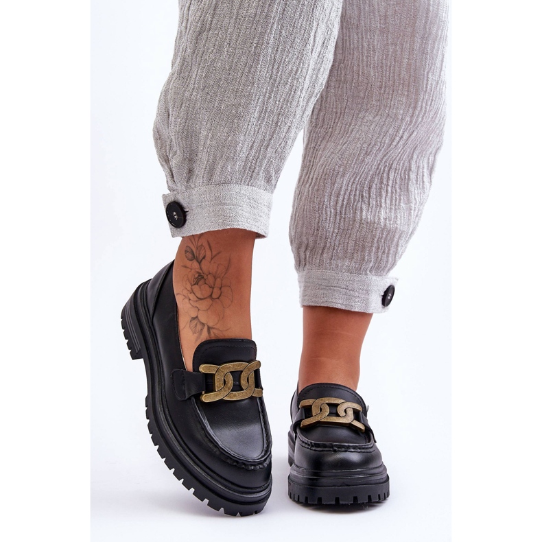 PG1 Mocassim Plataforma Feminino com Decoração Preto Ameg 1