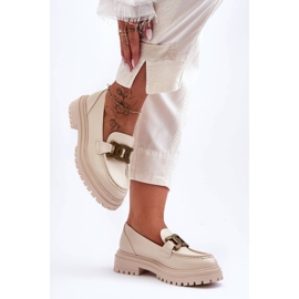 PG1 Mocassim Feminino Na Plataforma Com Decoração Bege Ameg 1