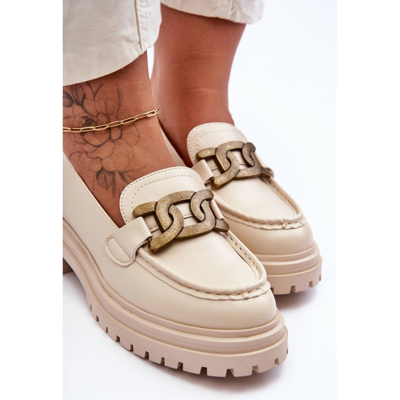 PG1 Mocassim Feminino Na Plataforma Com Decoração Bege Ameg 2