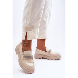 PG1 Aricka's Chunky mocassins de couro com enfeites bege 1 PG1 Aricka's Chunky mocassins de couro com enfeites bege 1