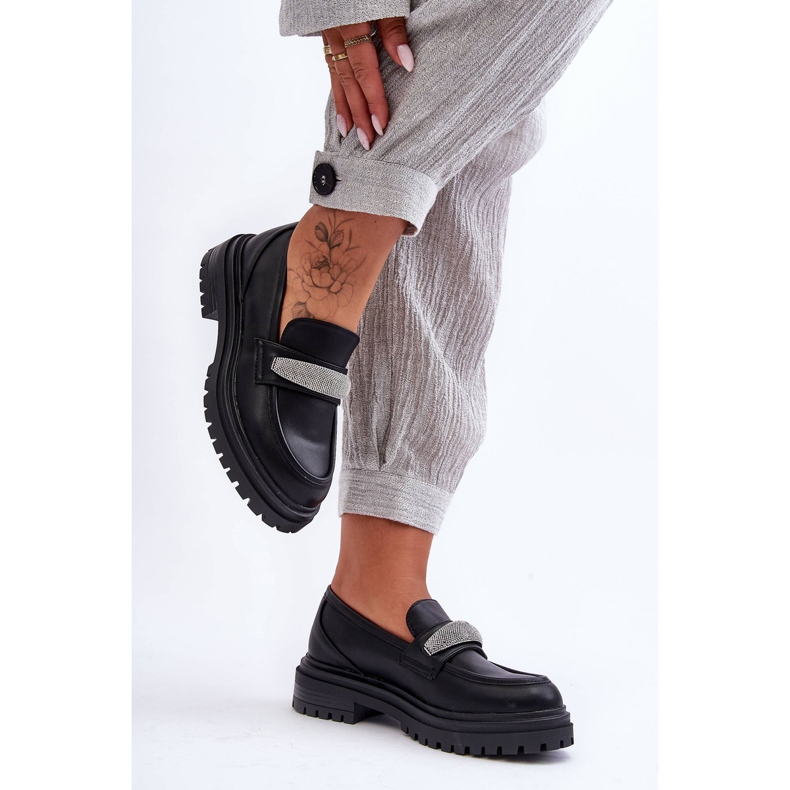 PG1 Aricka's Chunky Mocassim de couro preto com enfeites 1