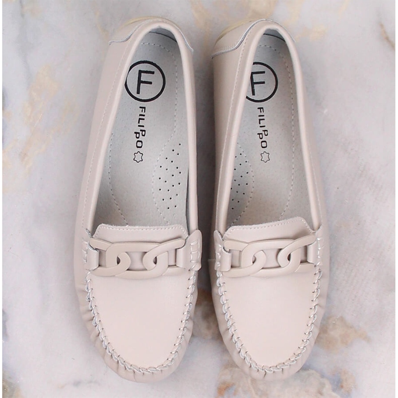 Mocassim feminino de couro Filippo DP4547 bege 5