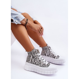 PS1 Tênis feminino cano alto padrão zebra branco Florensi 2