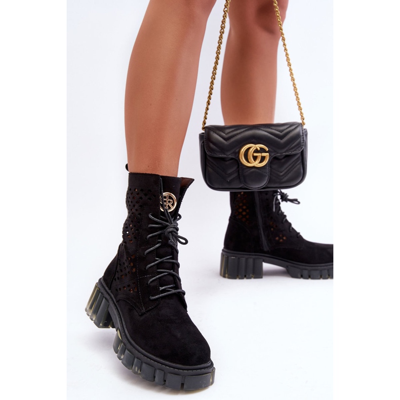 Botas Openwork Trabalhadores Preto Idealmente 2 Botas Openwork Trabalhadores Preto Idealmente 2