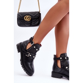 Botas Trapper femininas com pérolas pretas Klarisa preto 2