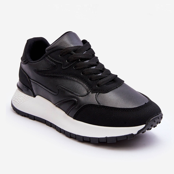 PG1 Sapatos esportivos femininos com plataforma preto e branco Henley 1