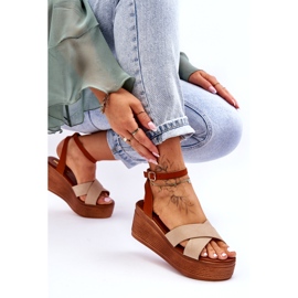 Sandálias ecológicas para mulheres para cunhas marrons castanho 2