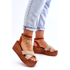 Sandálias ecológicas para mulheres para cunhas marrons castanho 1
