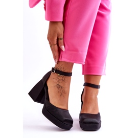 PA1 Bombas da moda em saltos maciços Black Sandia preto 4