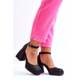 PA1 Bombas da moda em saltos maciços Black Sandia preto 3