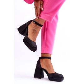 PA1 Bombas da moda em saltos maciços Black Sandia preto 2