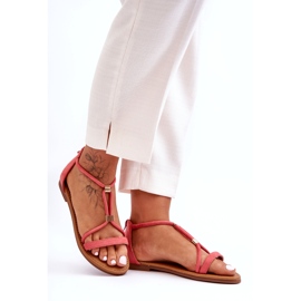 C'M Paris Sandália feminina com zíper coral coral vermelho 2