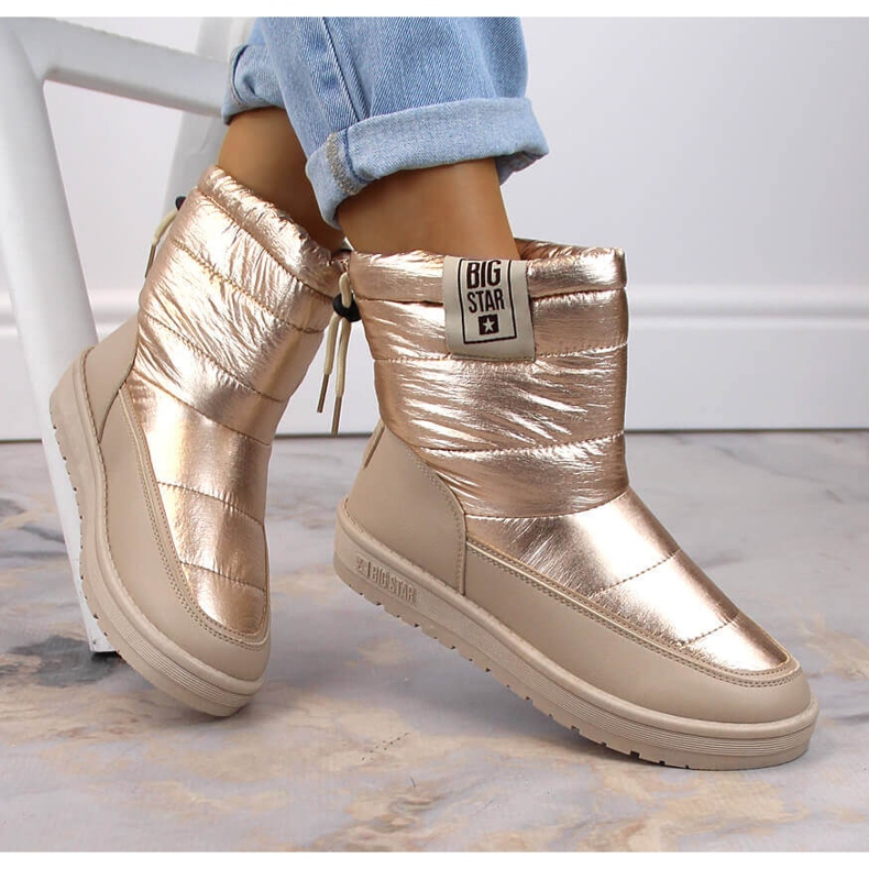 Botas de neve de mulher com isolamento bege metálico Big Star II274121 1