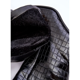 Botas de cano alto de couro estampa cobra preto Kornell 1